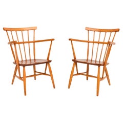 Pair of Danish Vintage Teak Windsor Armchairs