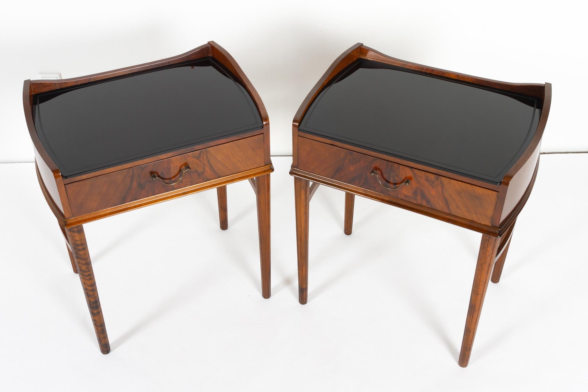 Pair of Danish Walnut Bedside Tables, 1950s In Good Condition In Asaa, DK