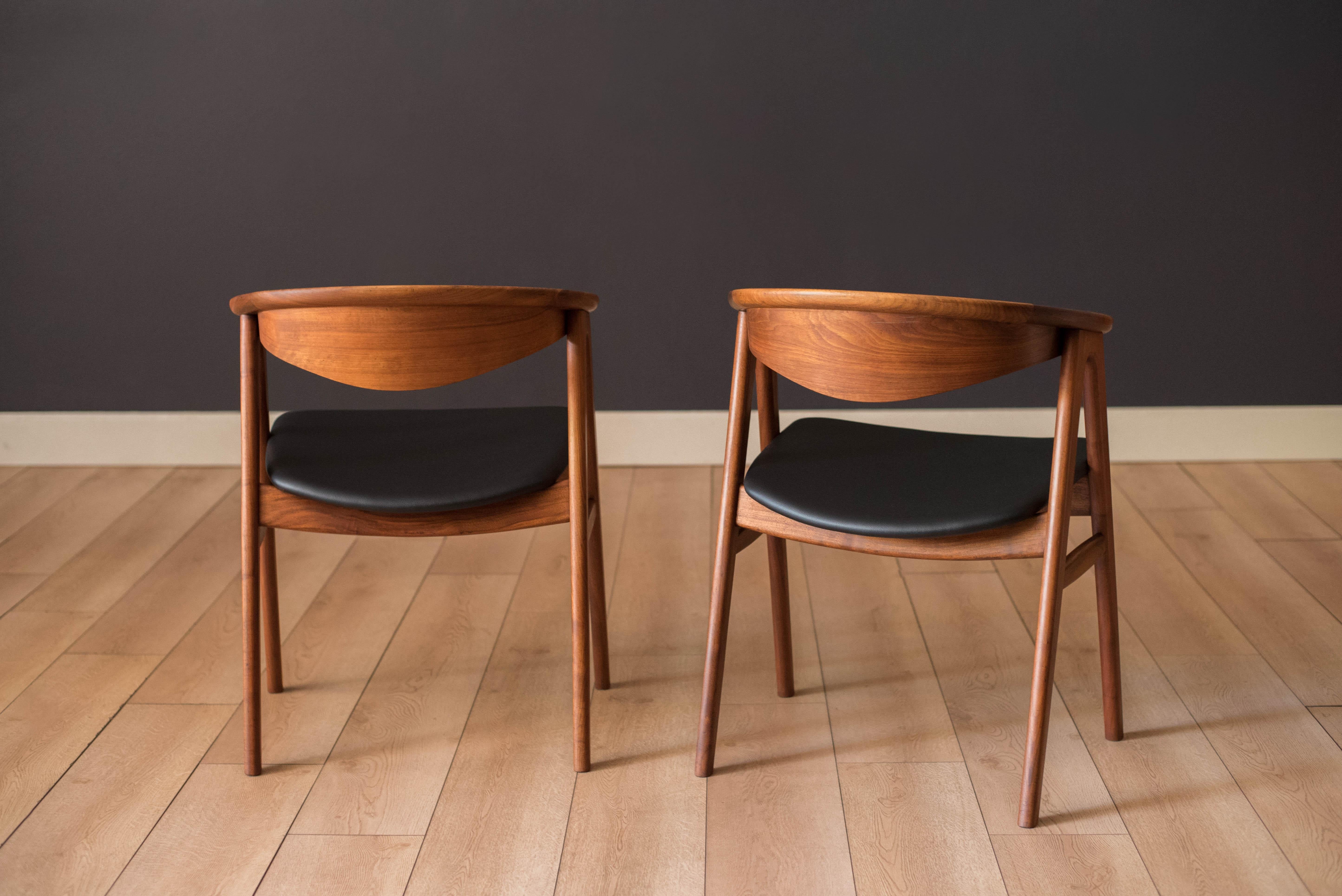 Pair of Danish Walnut Compass Dux Dining Chairs by Erik Kirkegaard  2