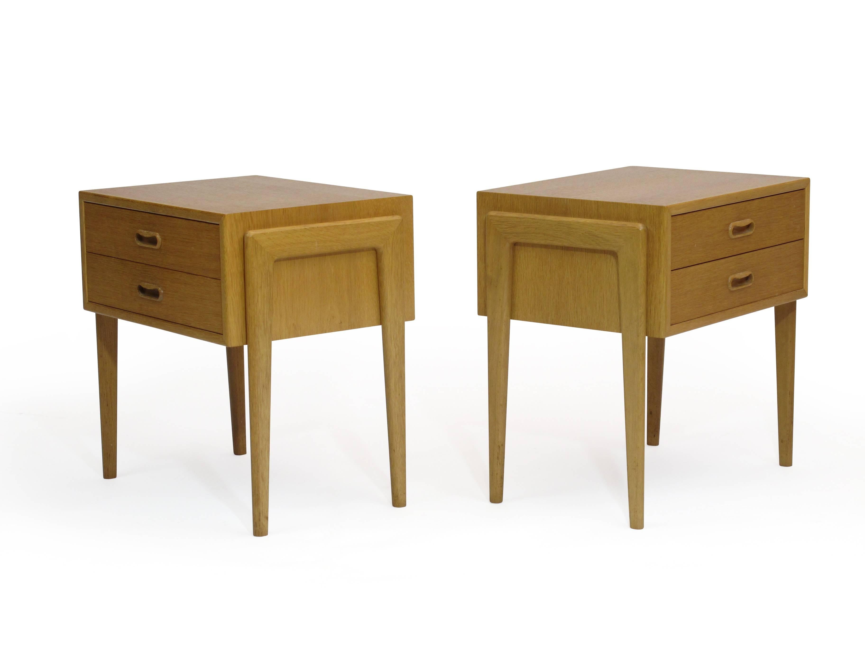 20th Century Pair of Danish White Oak Nightstands Side Tables