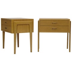 Pair of Danish White Oak Nightstands Side Tables