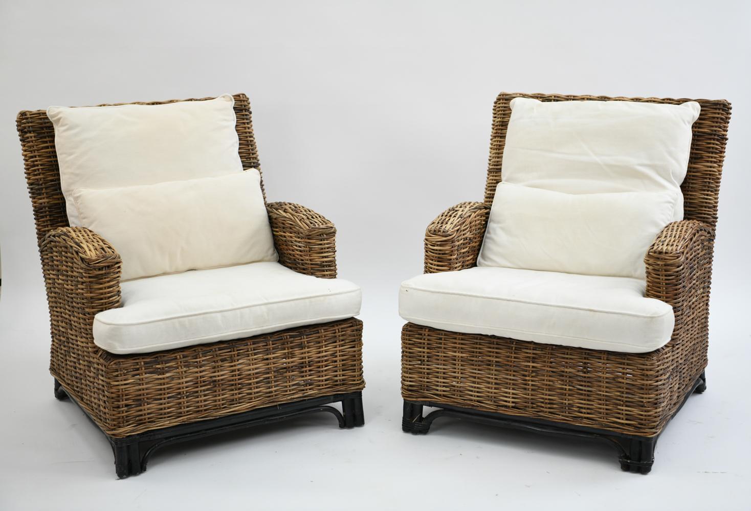 Pair of Danish Wicker Easy Chairs In Good Condition In Norwalk, CT