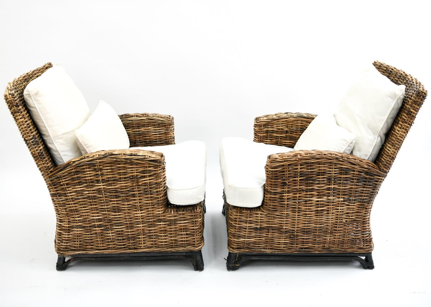 Pair of Danish Wicker Easy Chairs 4