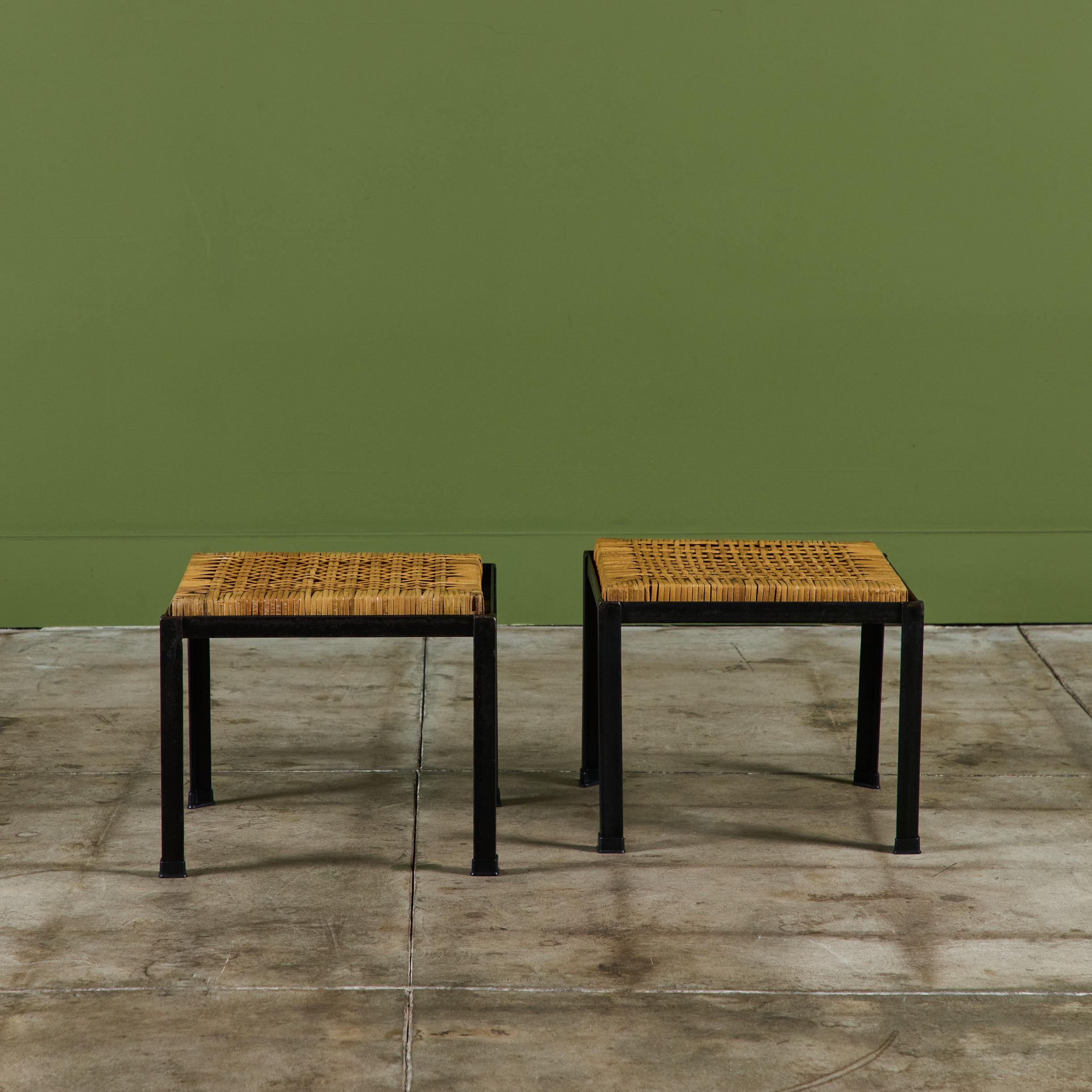 Mid-20th Century Pair of Danny Ho Fong Cane Stools For Sale