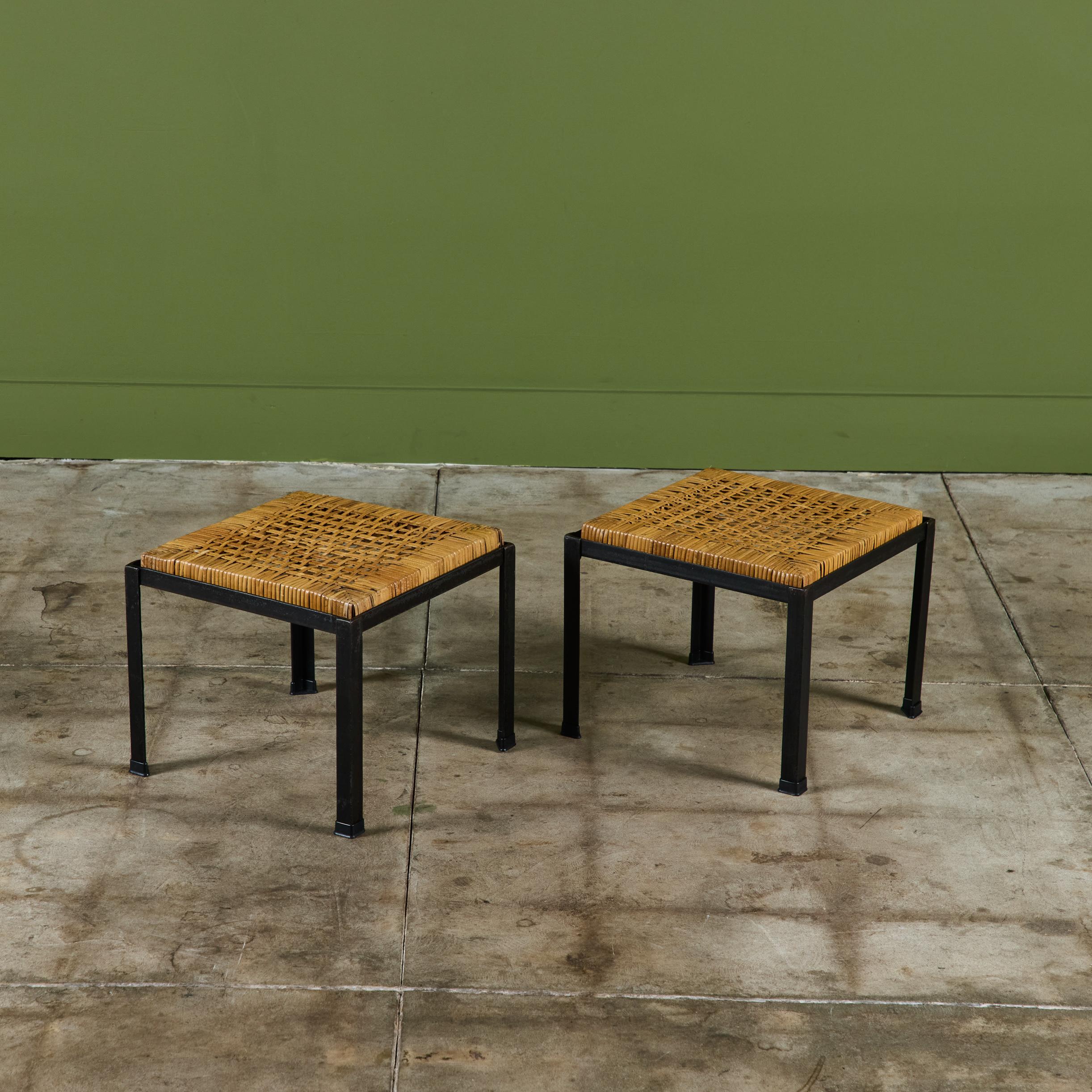 Pair of Danny Ho Fong Cane Stools For Sale 1