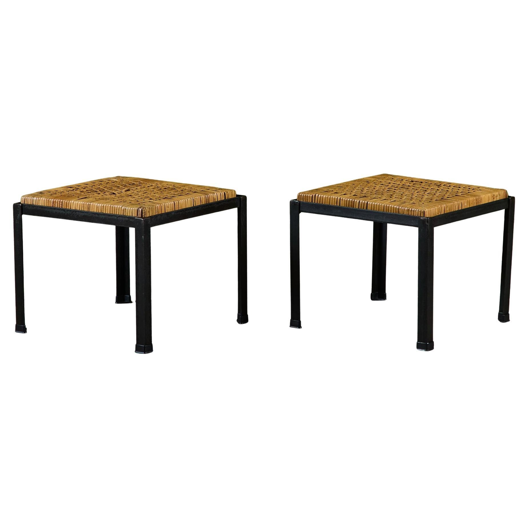Pair of Danny Ho Fong Cane Stools