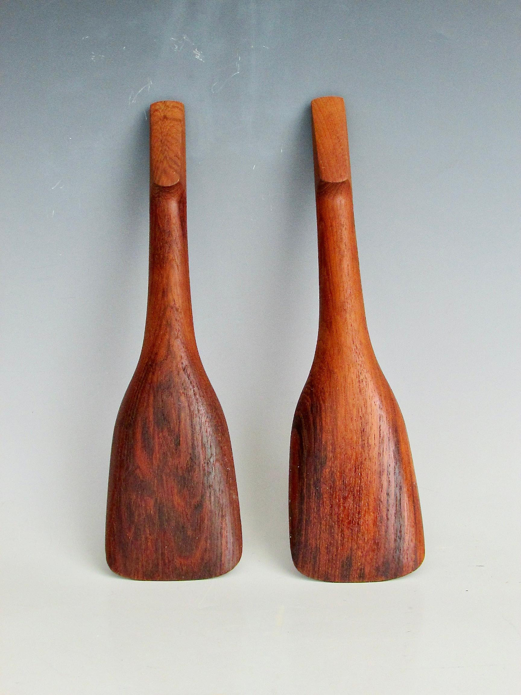 Danish Pair of Dansk solid teak salad servers marked JHQ Denmark For Sale