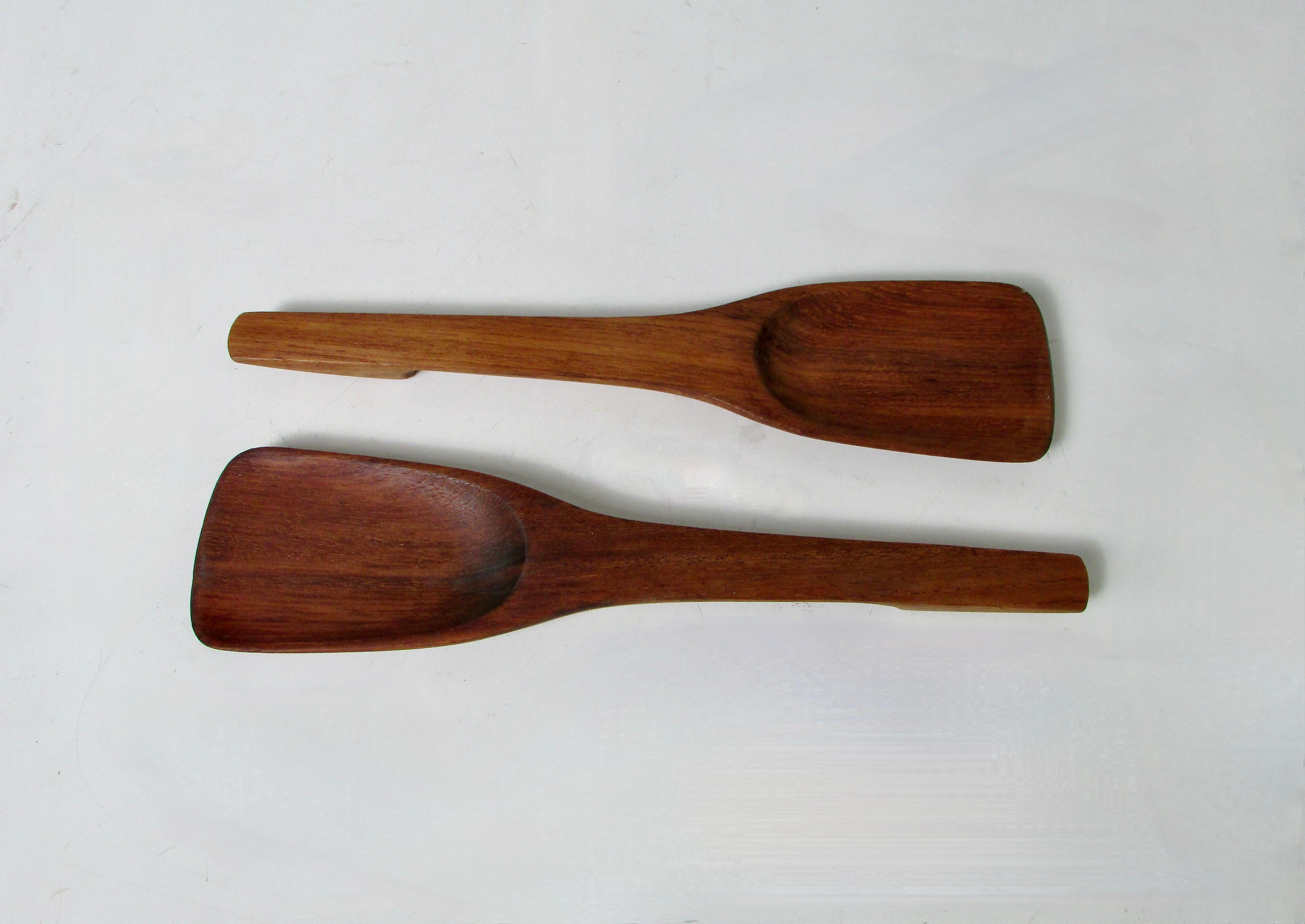 Danish Pair of Dansk solid teak salad servers marked JHQ Denmark For Sale