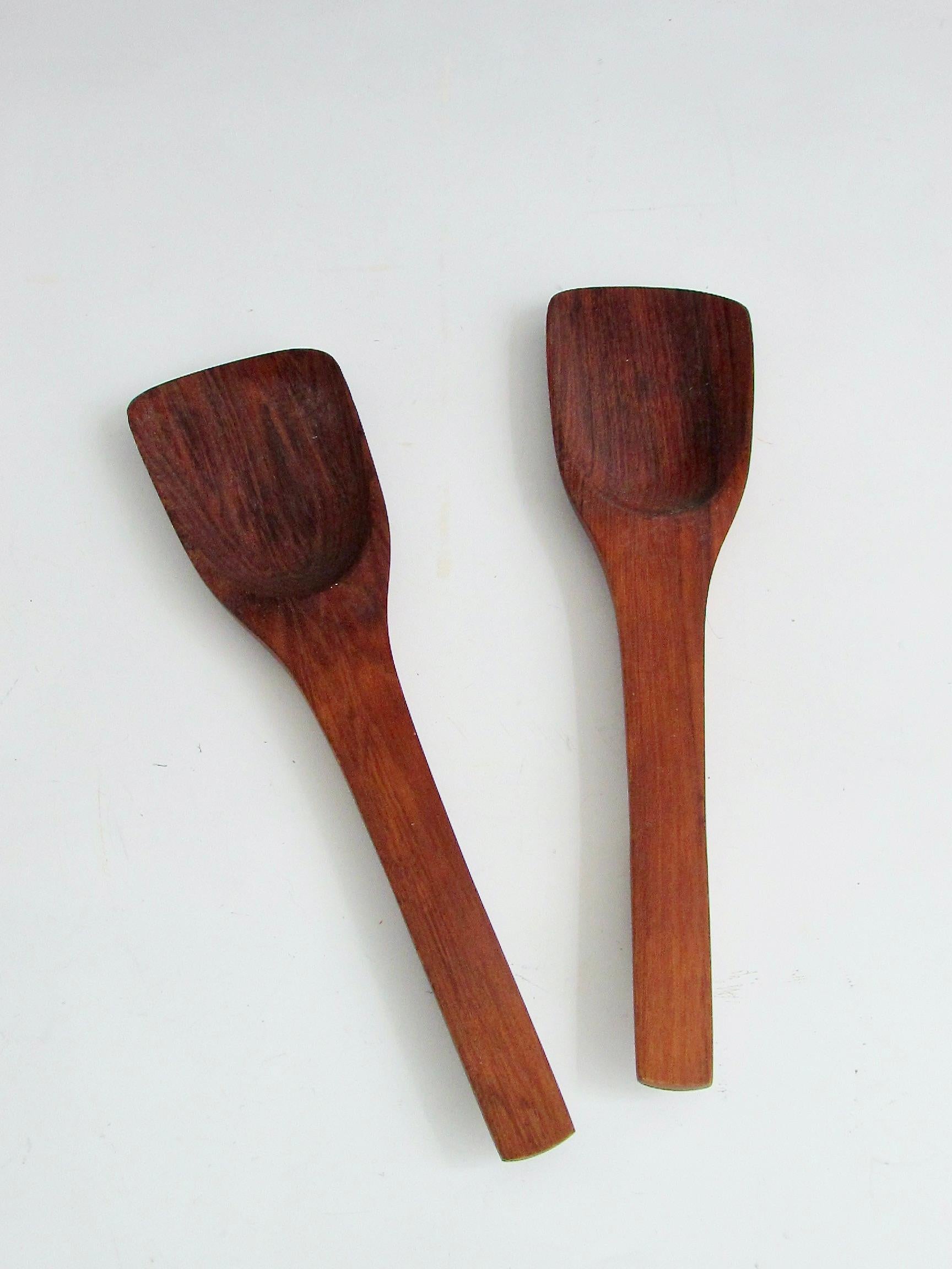 20th Century Pair of Dansk solid teak salad servers marked JHQ Denmark For Sale