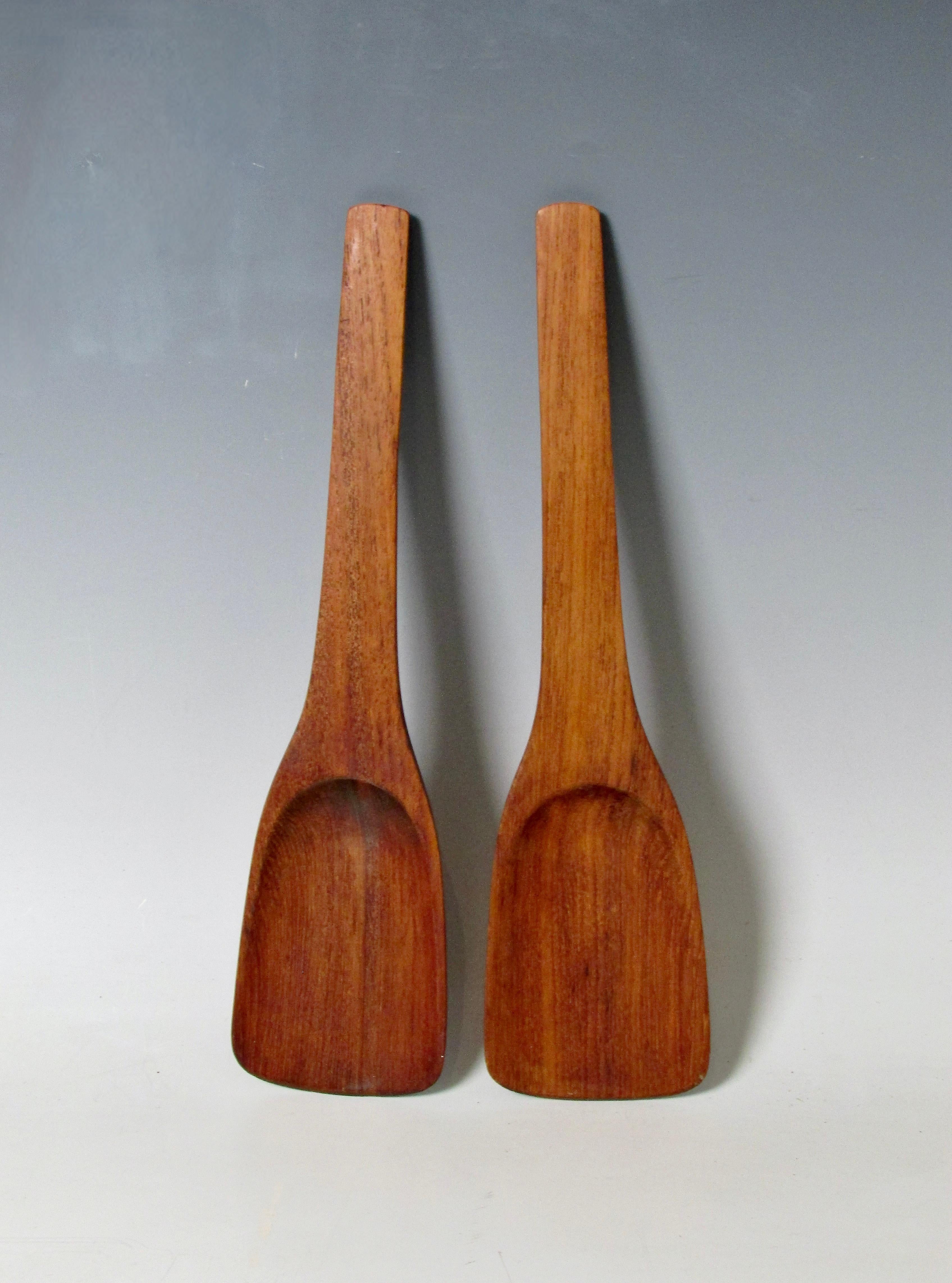 20th Century Pair of Dansk solid teak salad servers marked JHQ Denmark For Sale