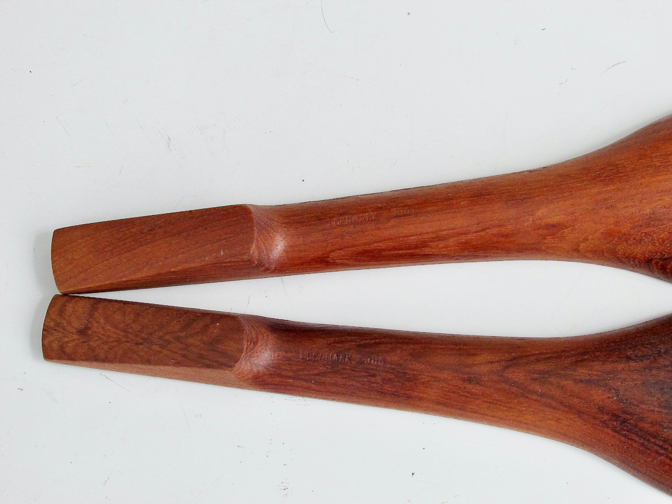 Wood Pair of Dansk solid teak salad servers marked JHQ Denmark For Sale