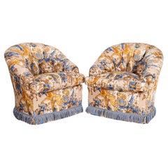 Pair of Dapha Custom Club Chairs in “Orientalist” Persian Procession Upholstery