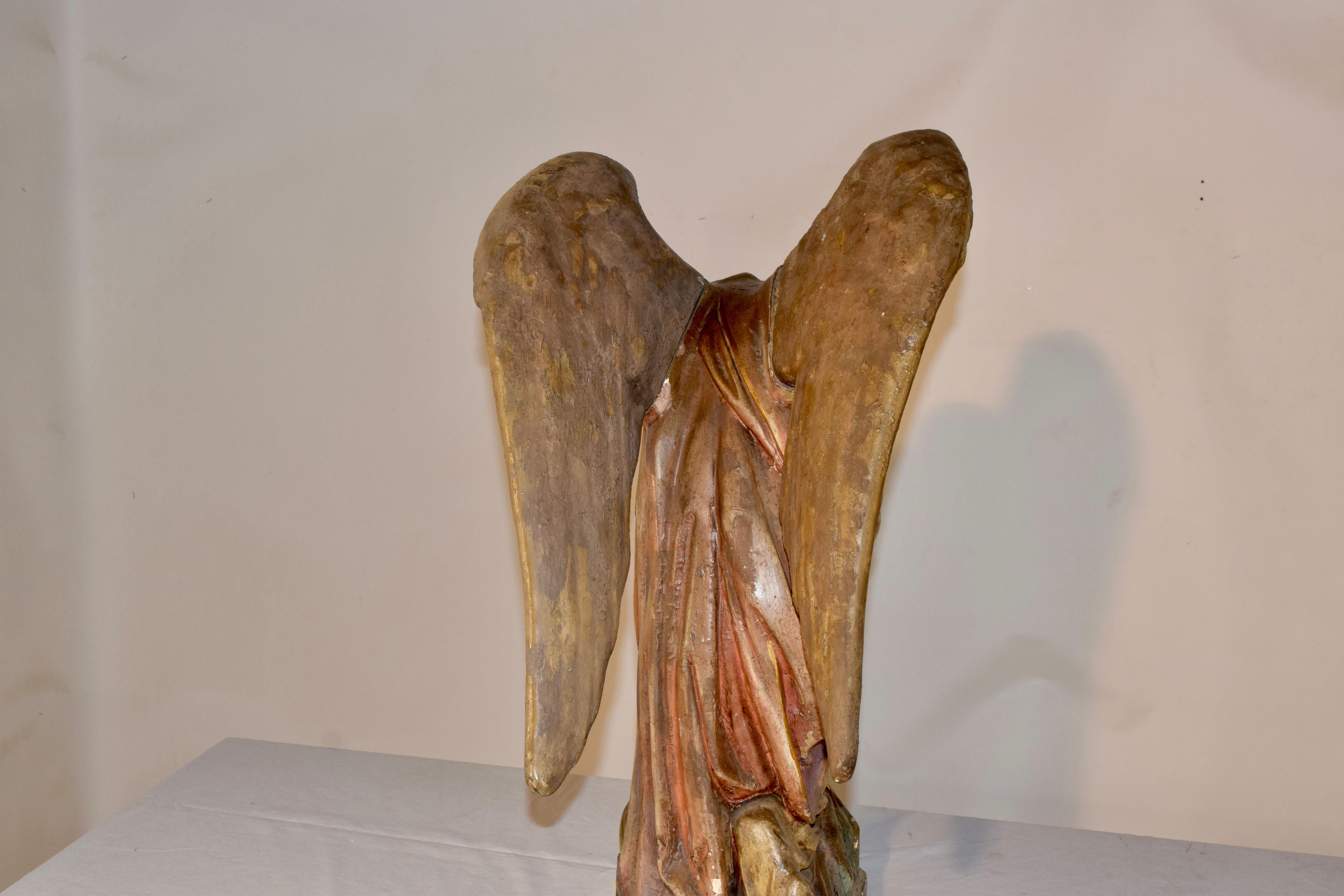 Plaster Pair of Daprato Studios Kneeling Angel Statues, c. 1910 For Sale