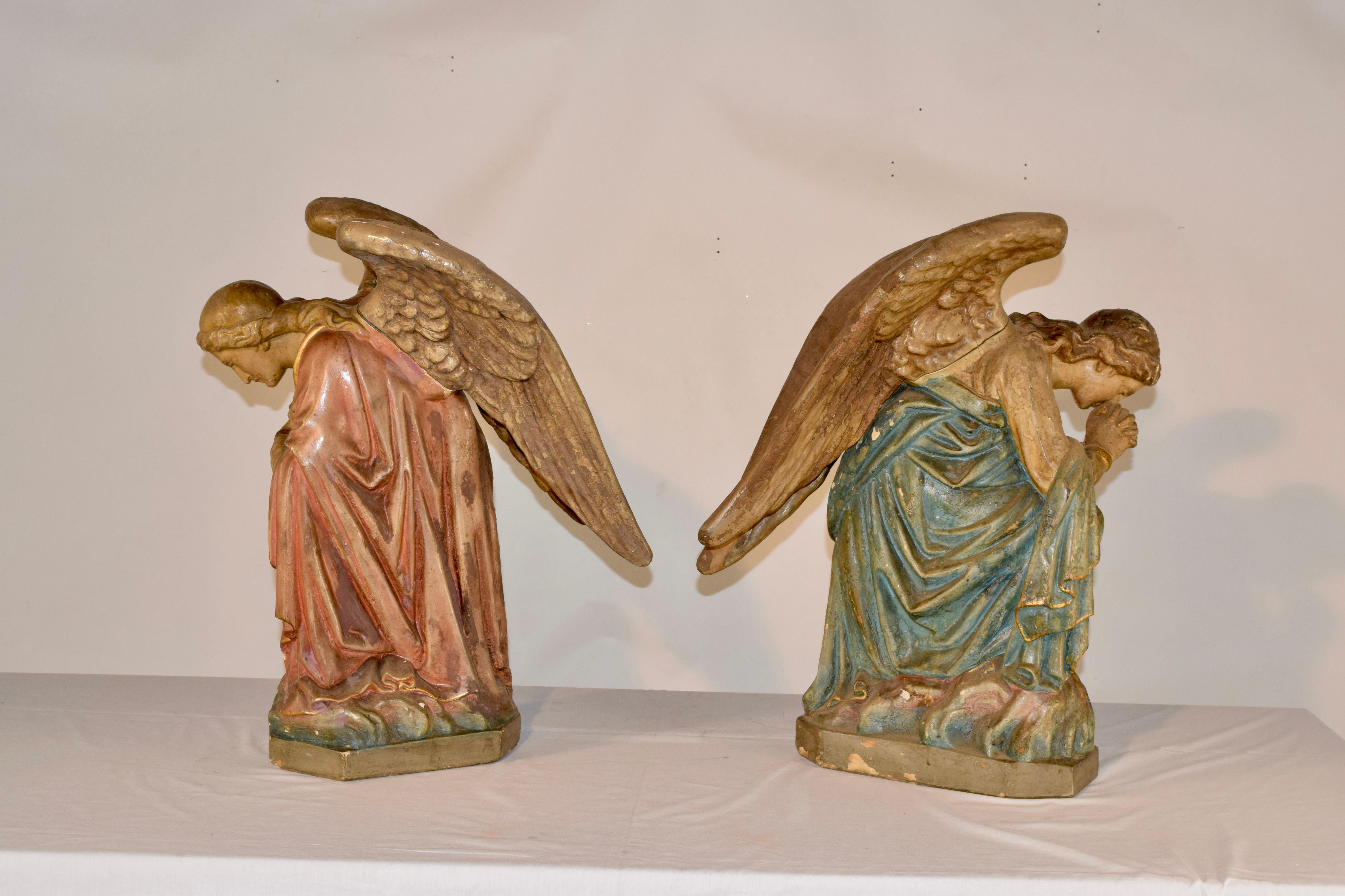 Pair of Daprato Studios Kneeling Angel Statues, c. 1910 For Sale 3