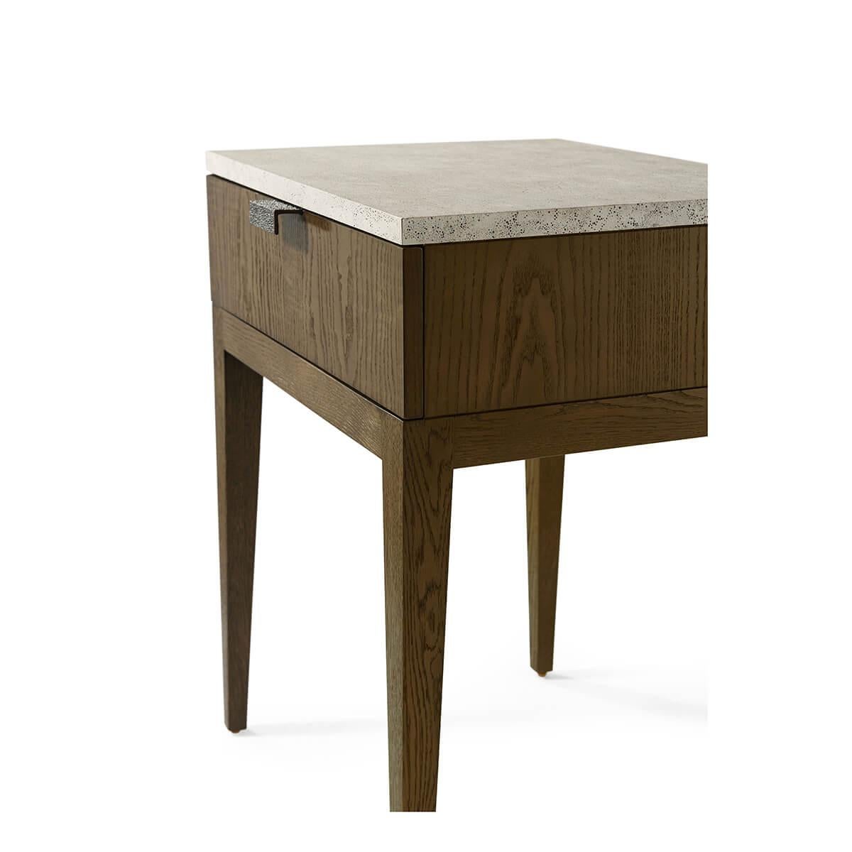 Composition Pair of Dark Ash Modern Nightstand For Sale