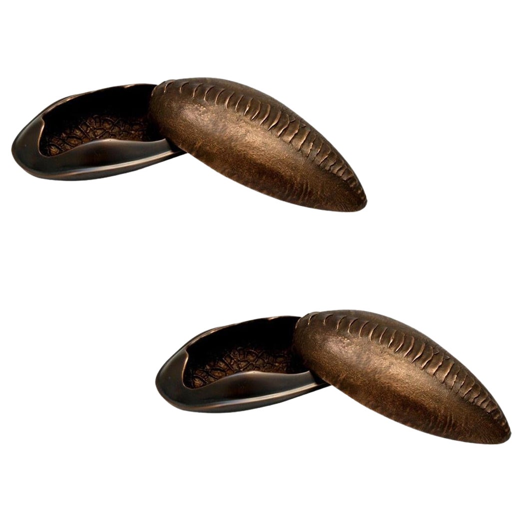 Pair of Dark Bronze Ashtrays by FAKASAKA Design