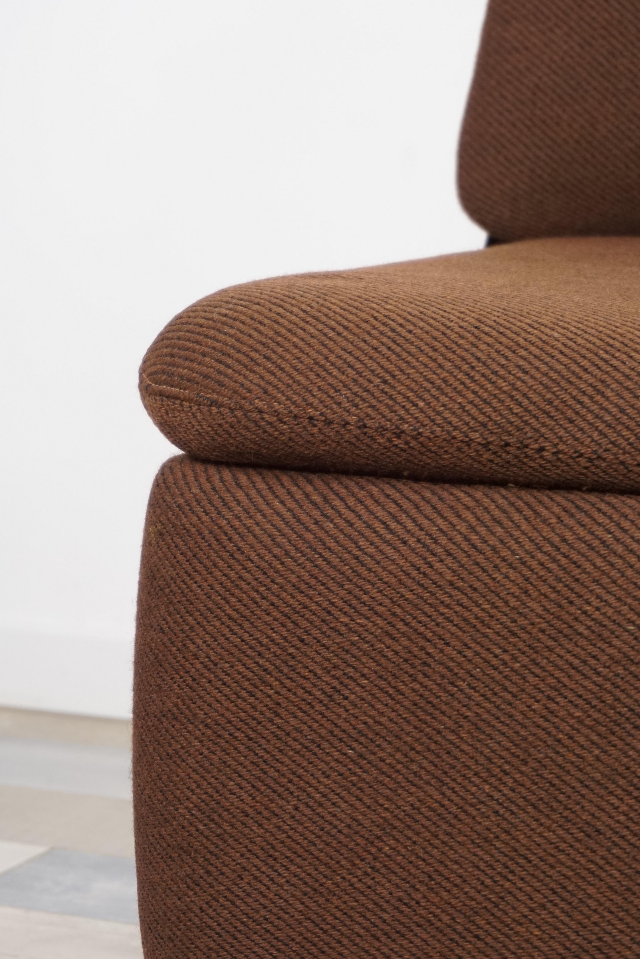 Pair of Dark Brown Fabric Lounge Armchairs For Sale 5
