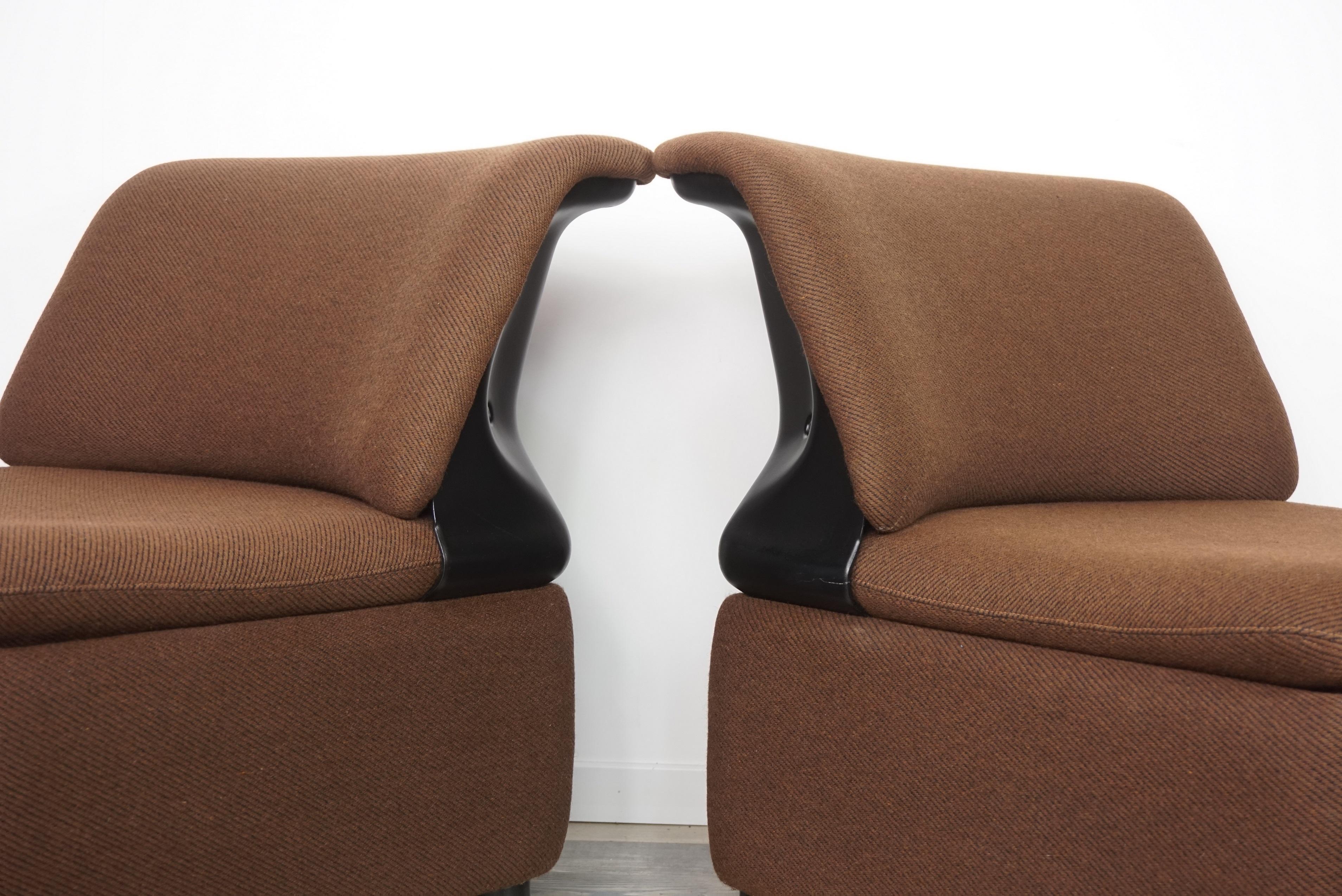 dark brown fabric armchair
