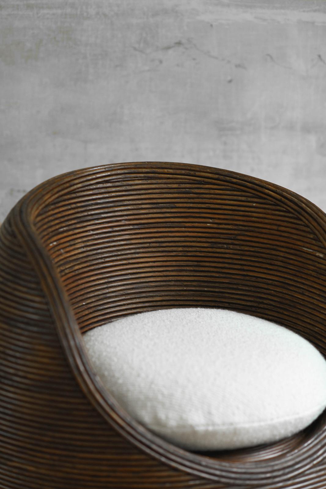 Pair Of Dark Finish Bamboo Egg Chairs, 1970s 1