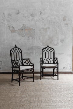 Vintage Pair of dark-finished bent bamboo chairs – Lyda Levi for Mcguire