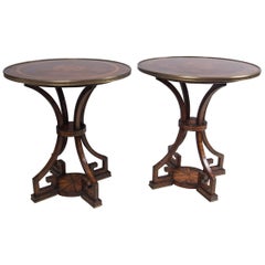 Pair of Dark Fruitwood Inlaid Side Table