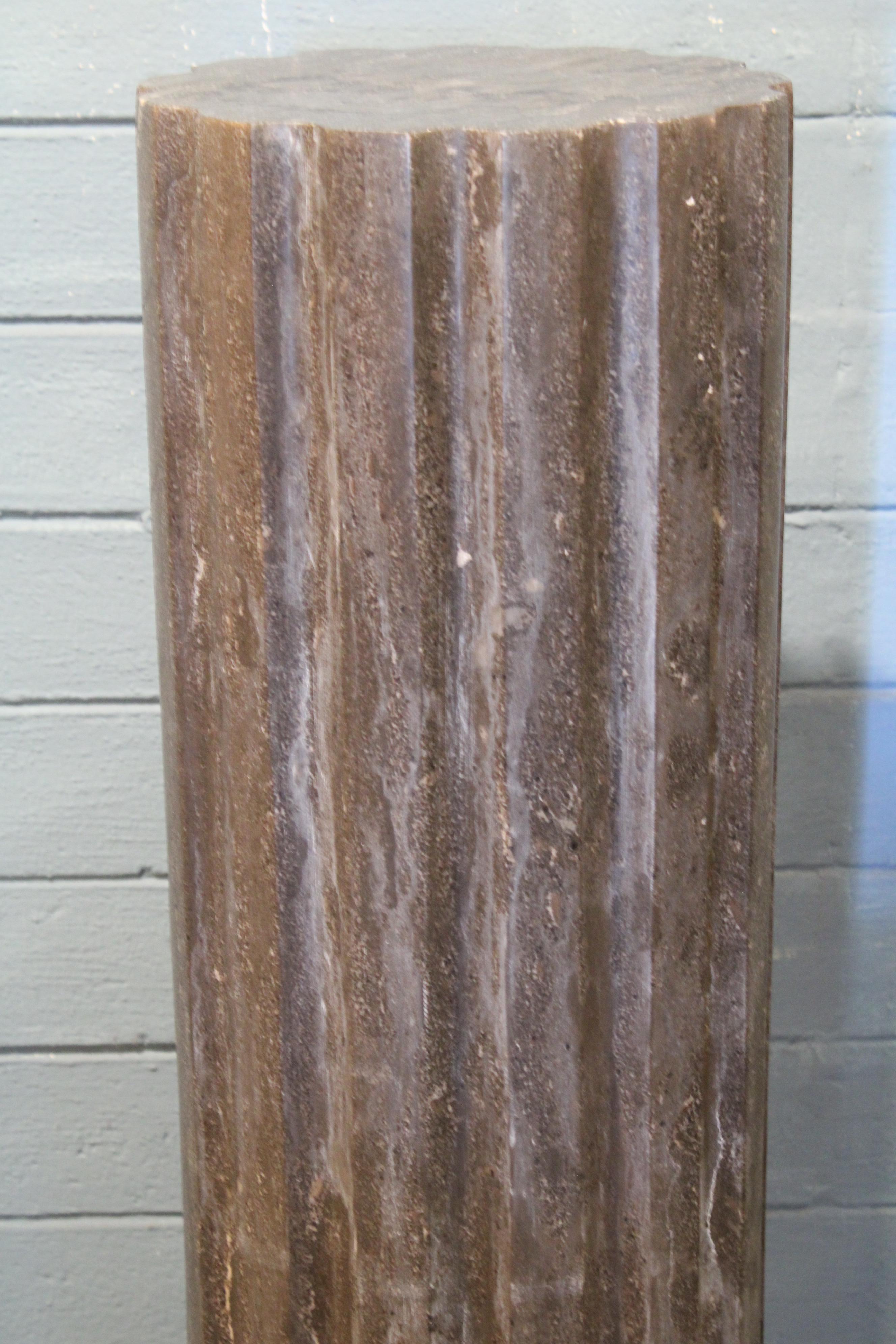 Unknown Pair Of Dark Gray Marble Pedestals For Sale