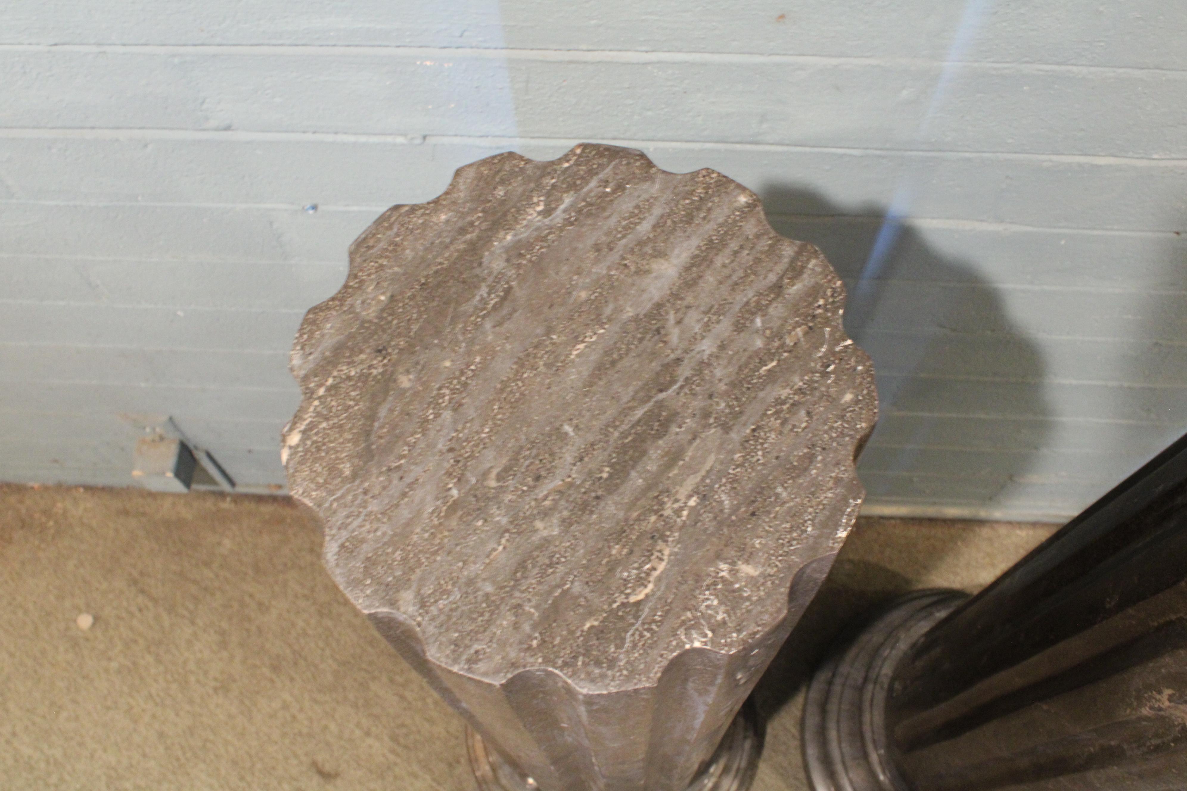 Pair Of Dark Gray Marble Pedestals In Good Condition For Sale In Laguna Beach, CA