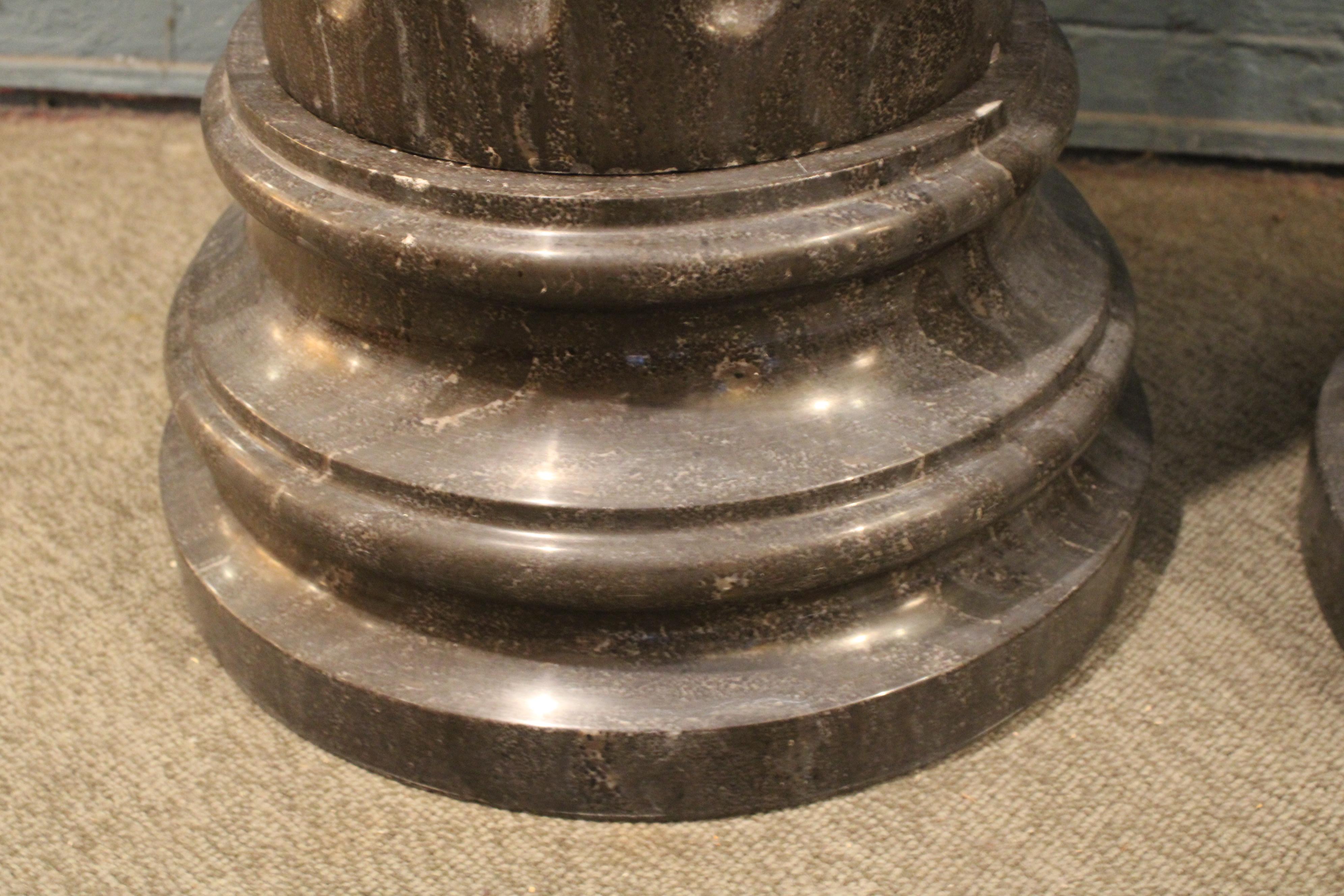 20th Century Pair Of Dark Gray Marble Pedestals For Sale