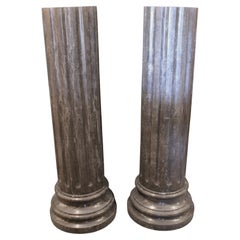 Pair Of Dark Gray Marble Pedestals