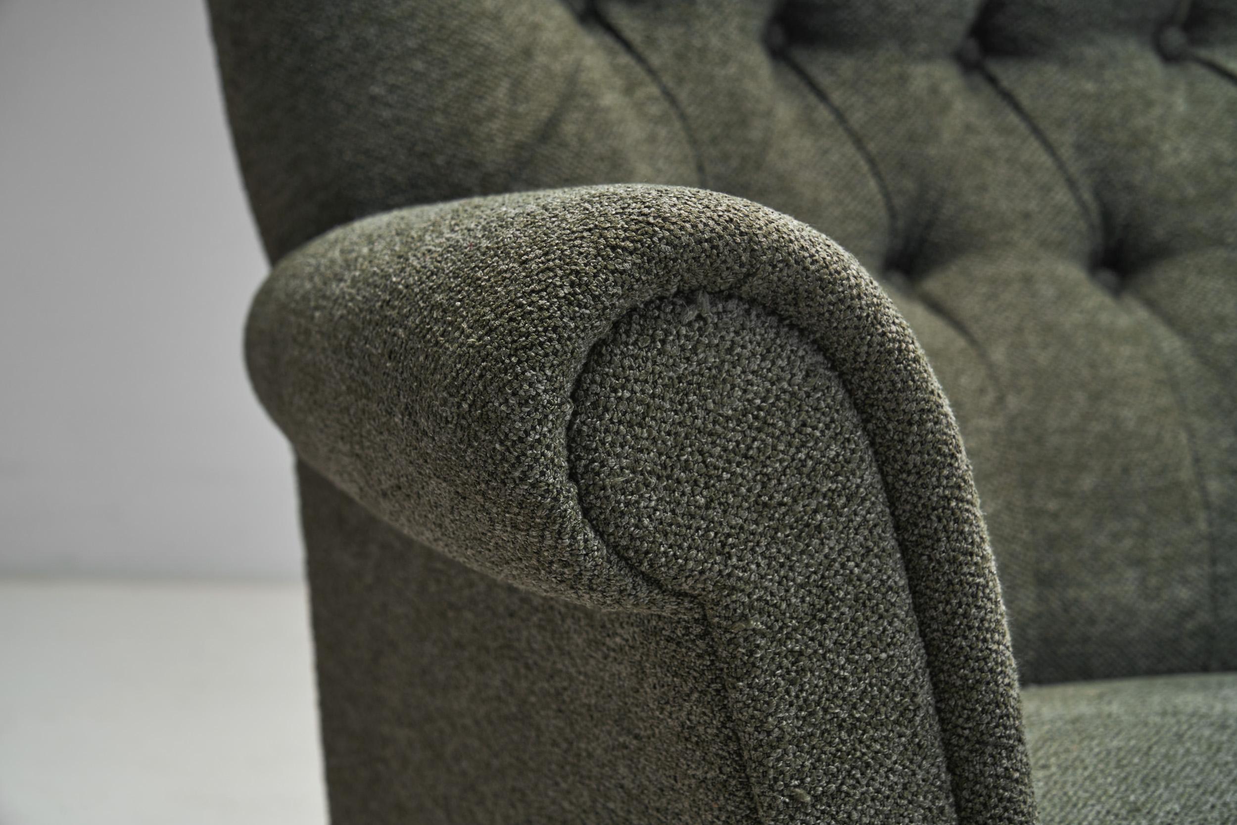 Paire de fauteuils tapissés vert foncé, Scandinavie 1950s en vente 3