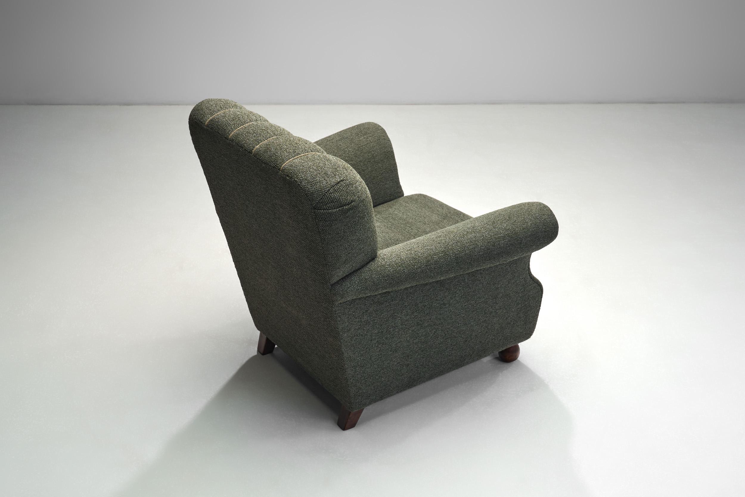 Milieu du XXe siècle Paire de fauteuils tapissés vert foncé, Scandinavie 1950s en vente