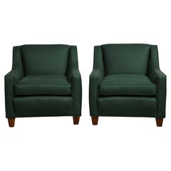 Pair of Dark Green Upholstered Club Chairs in the manner of Jean-Michel Frank