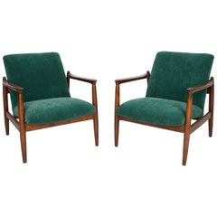 Pair of Dark Green Velvet Armchairs, Edmund Homa, 1960s