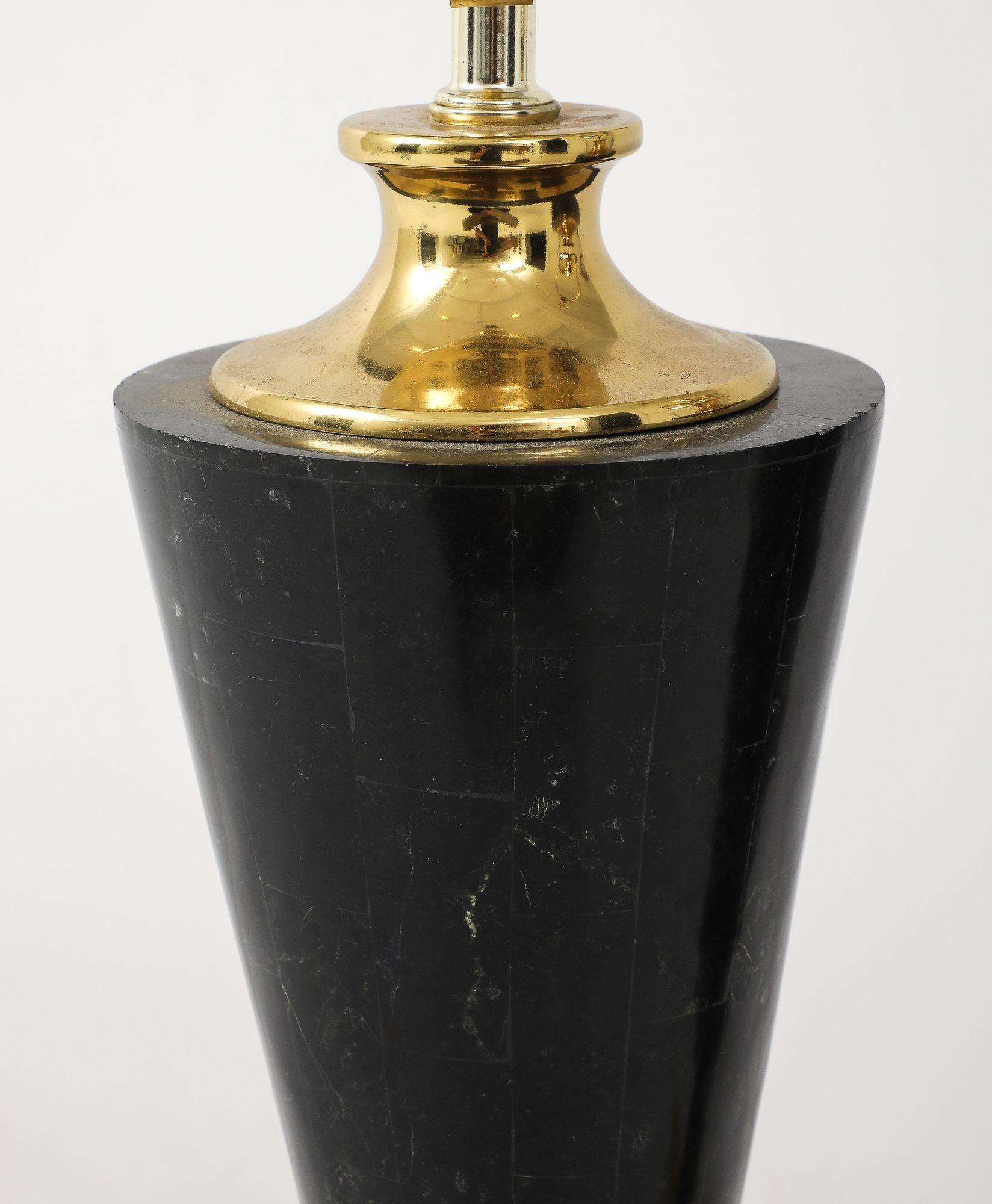 Pair of Dark Marble Designer Table Lamps For Sale 3