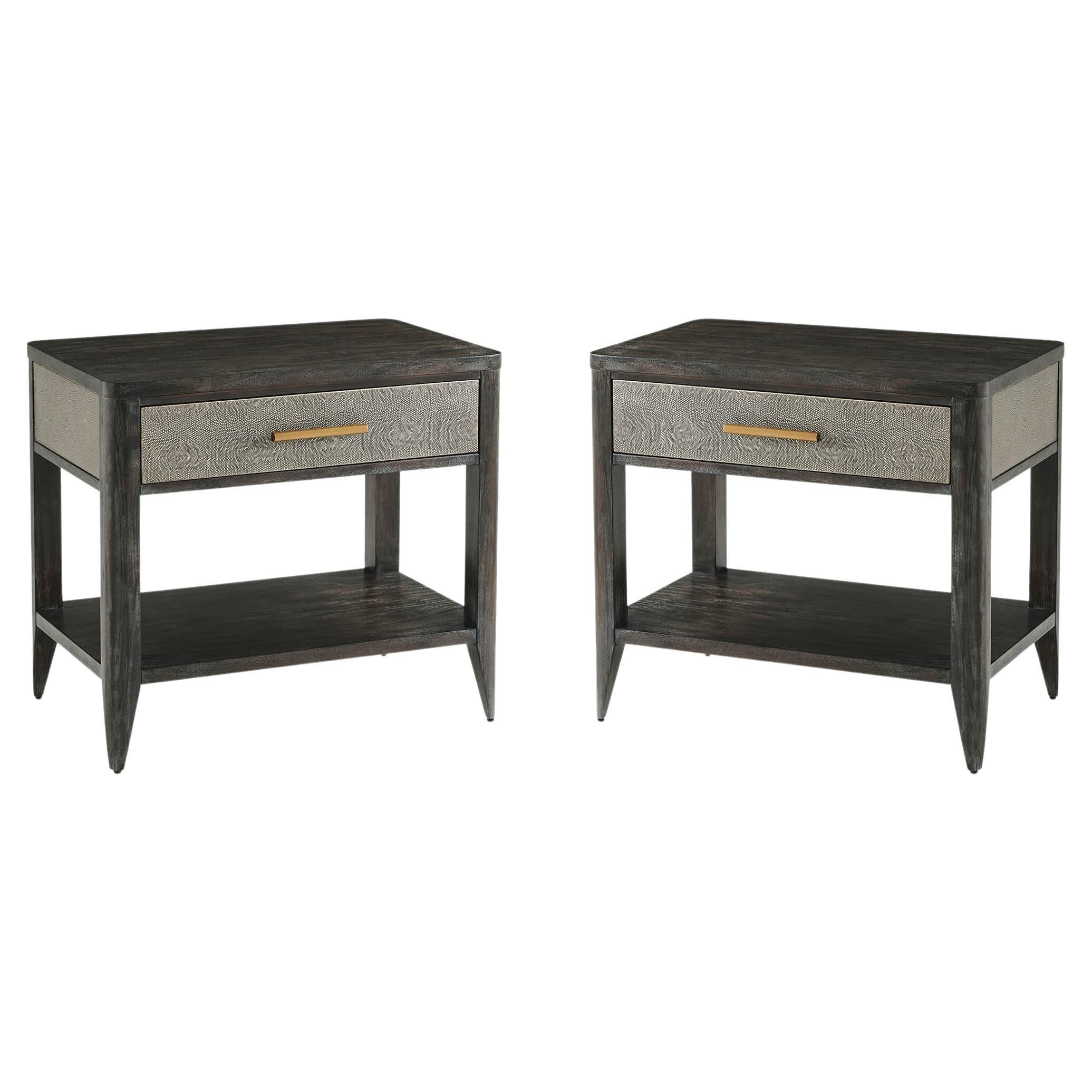 Pair of Dark Mid Century Bedside Tables For Sale