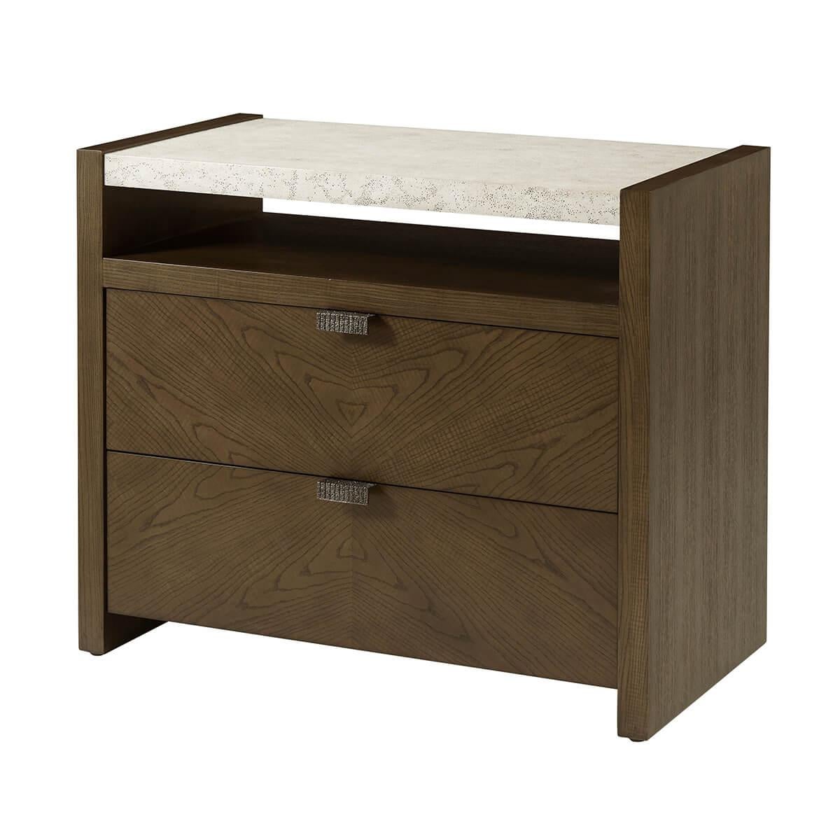 Pair of Dark Modern Two Drawer Nightstands In New Condition For Sale In Westwood, NJ