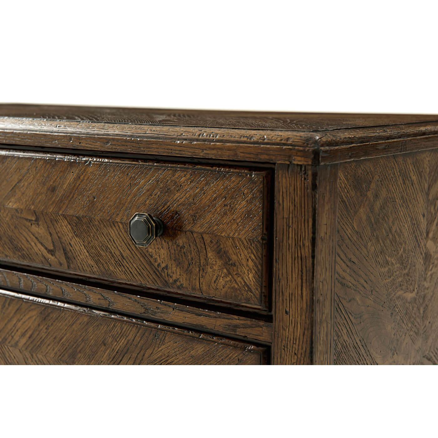 Contemporary Pair of Dark Oak Parquetry Dressers For Sale