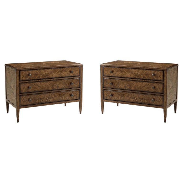 Pair of Dark Oak Parquetry Dressers For Sale at 1stDibs