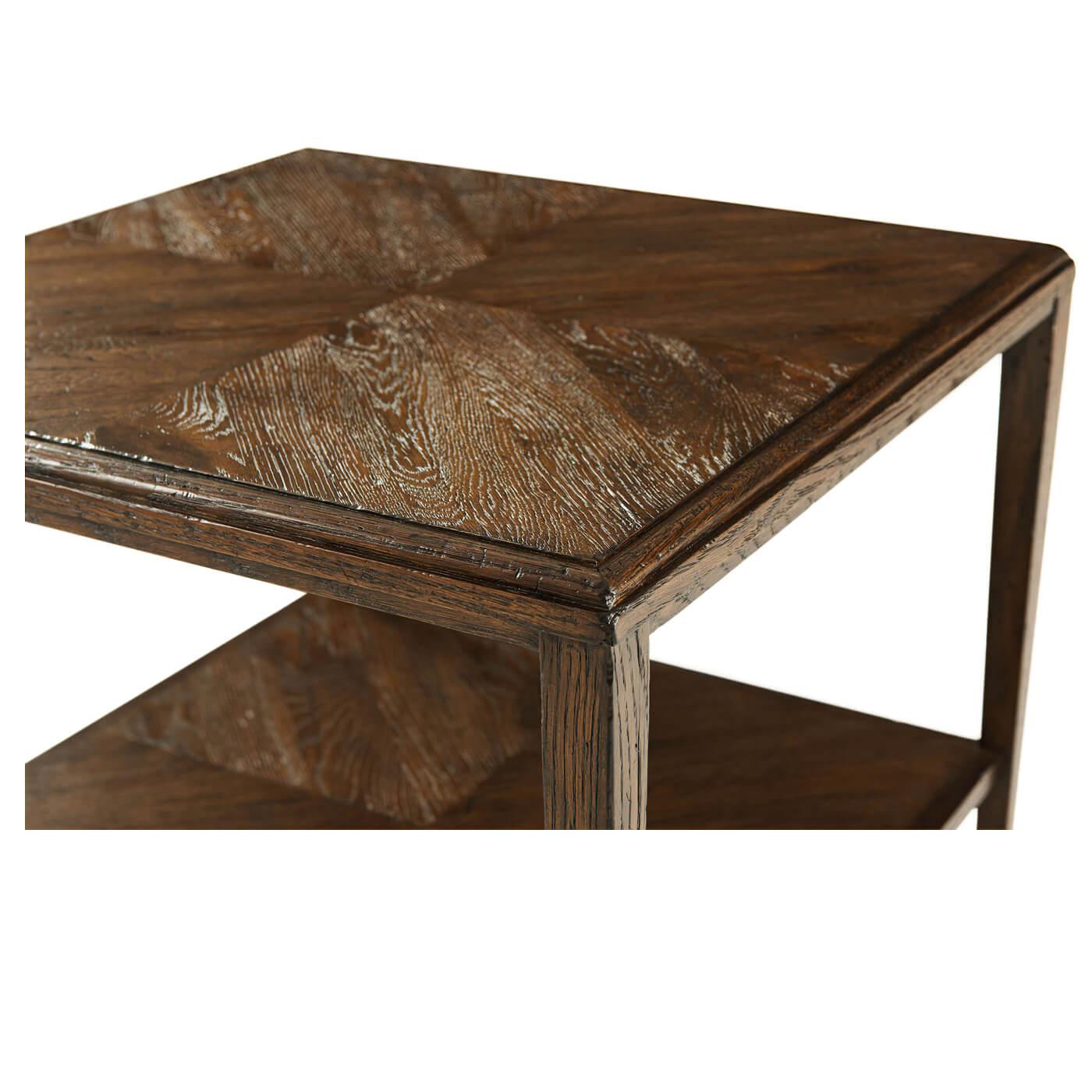 Contemporary Pair of Dark Oak Rustic End Tables For Sale