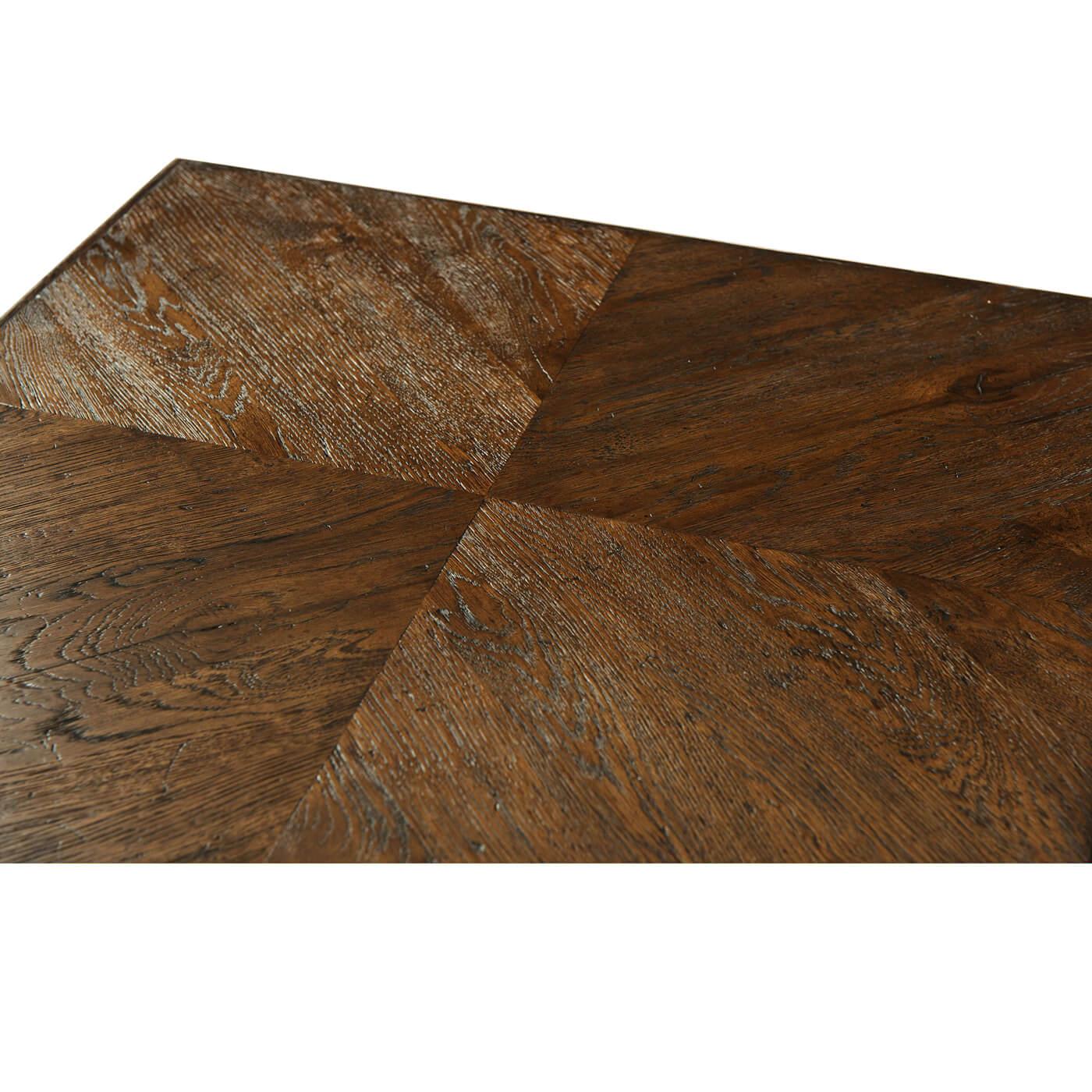 Wood Pair of Dark Oak Rustic End Tables For Sale