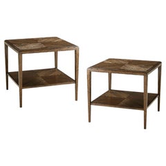 Pair of Dark Oak Rustic End Tables