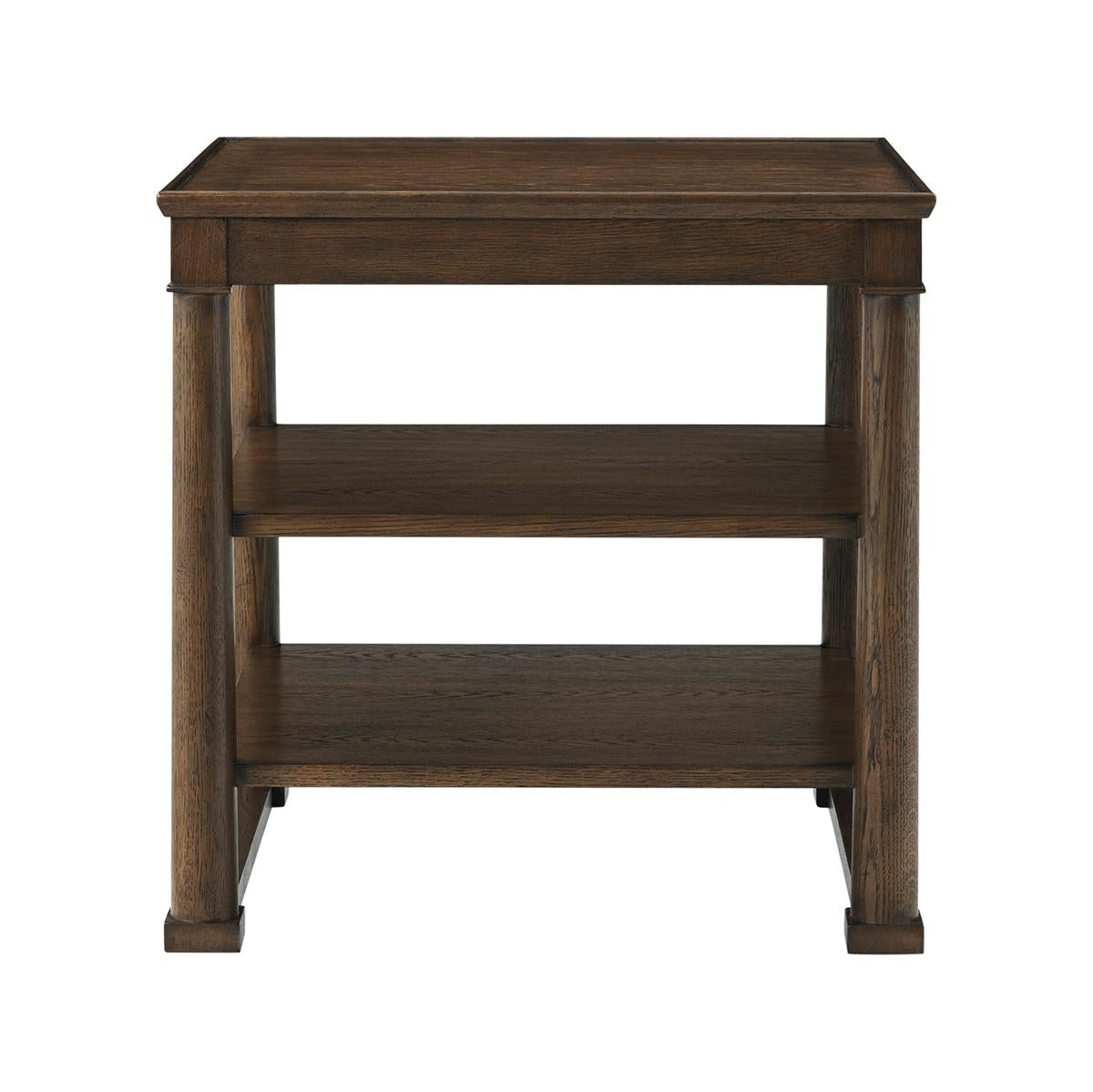 Empire Pair of Dark Oak Square Side Tables For Sale