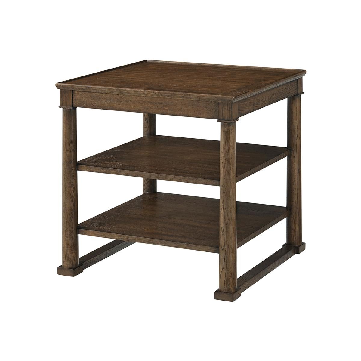 Vietnamese Pair of Dark Oak Square Side Tables For Sale