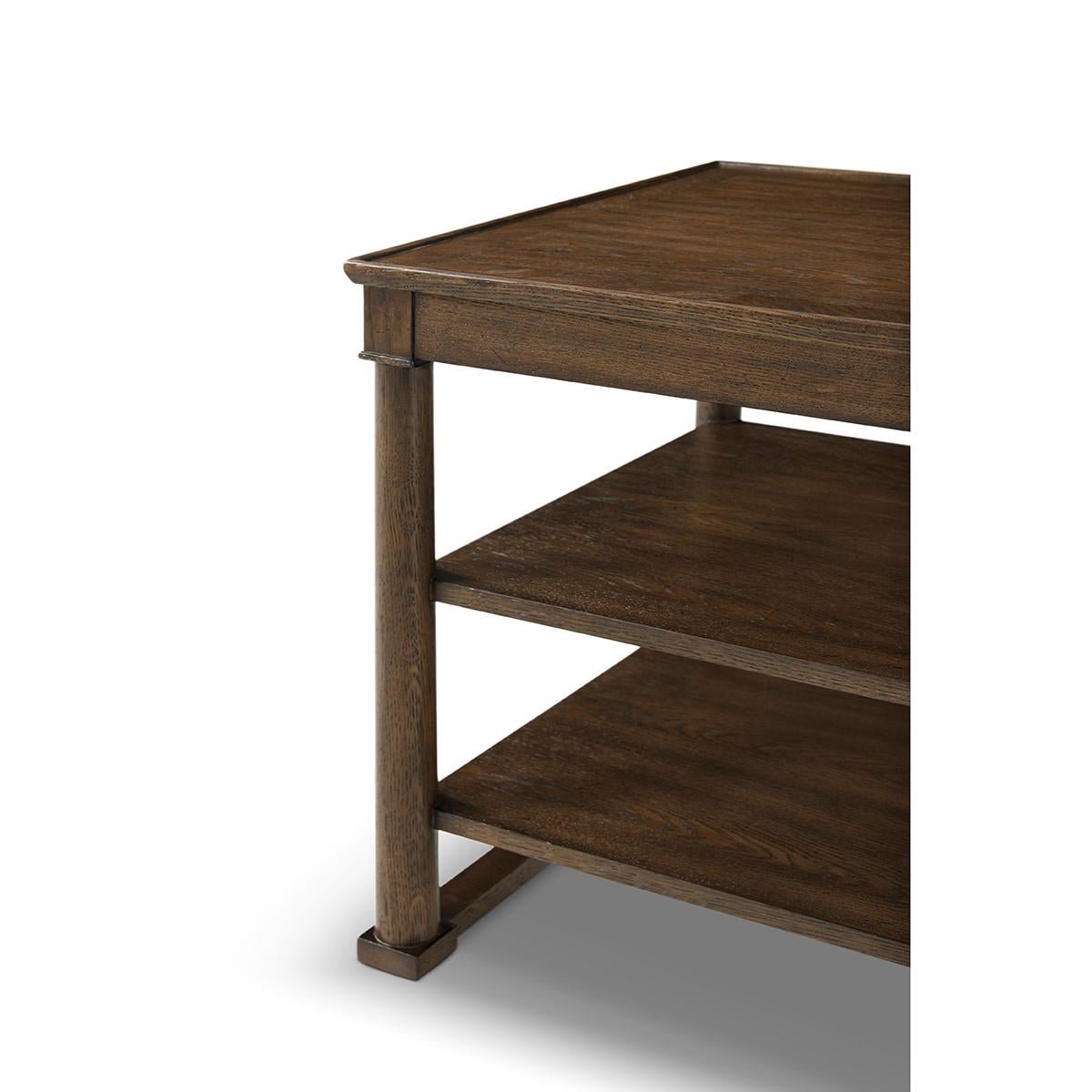 Pair of Dark Oak Square Side Tables In New Condition For Sale In Westwood, NJ