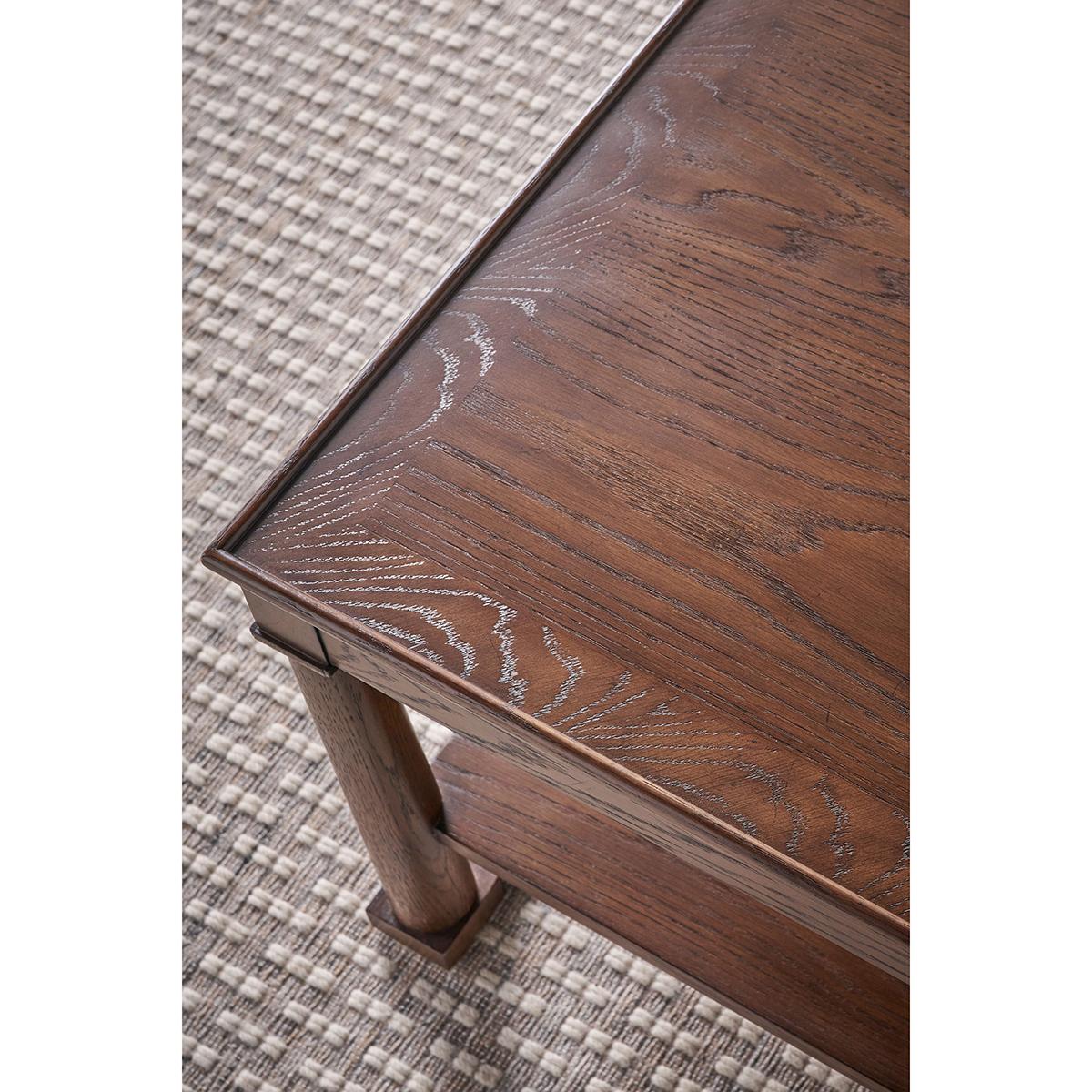 Wood Pair of Dark Oak Square Side Tables For Sale