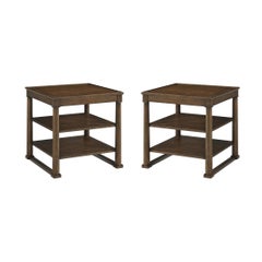 Pair of Dark Oak Square Side Tables