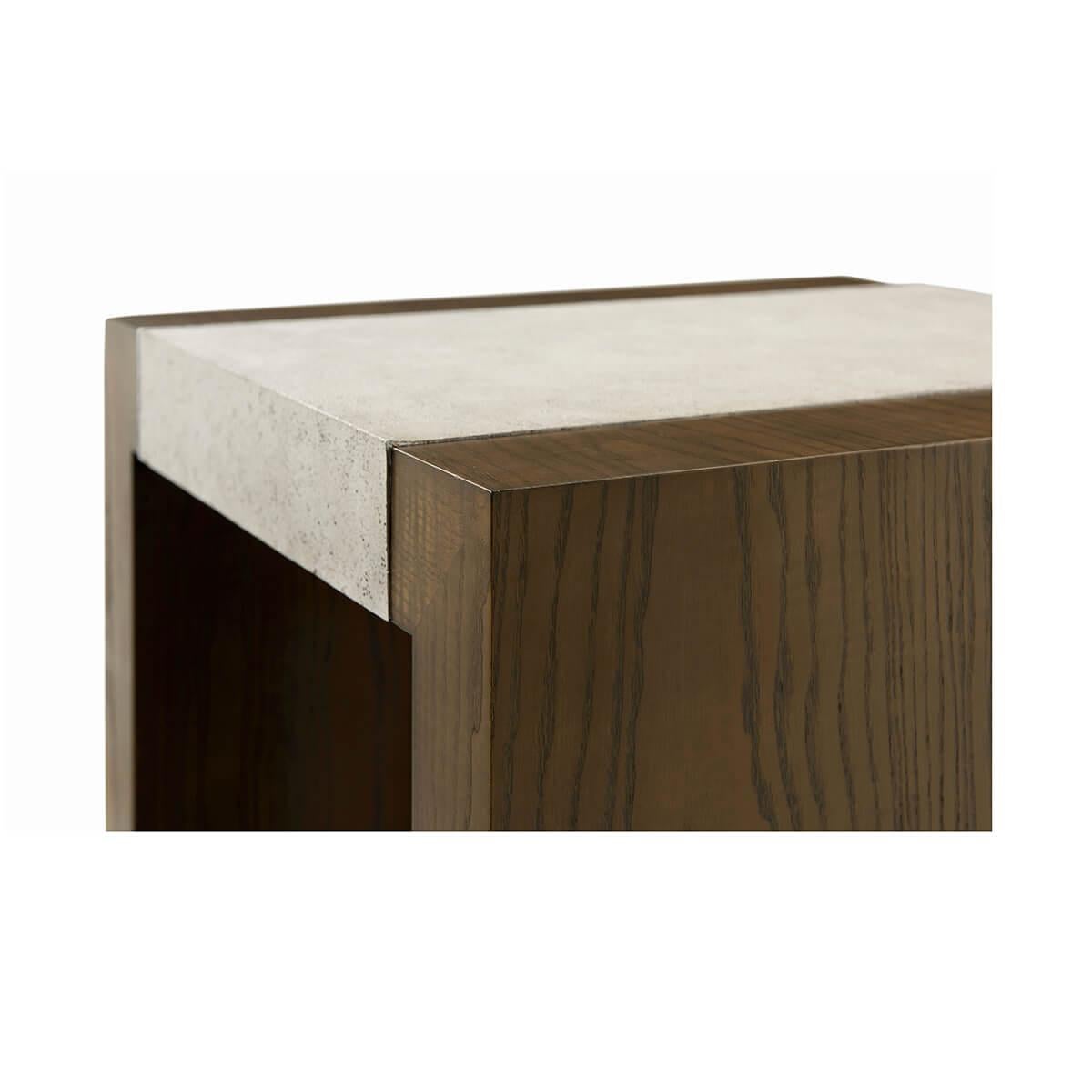 Contemporary Pair of Dark Parson Style End Tables For Sale