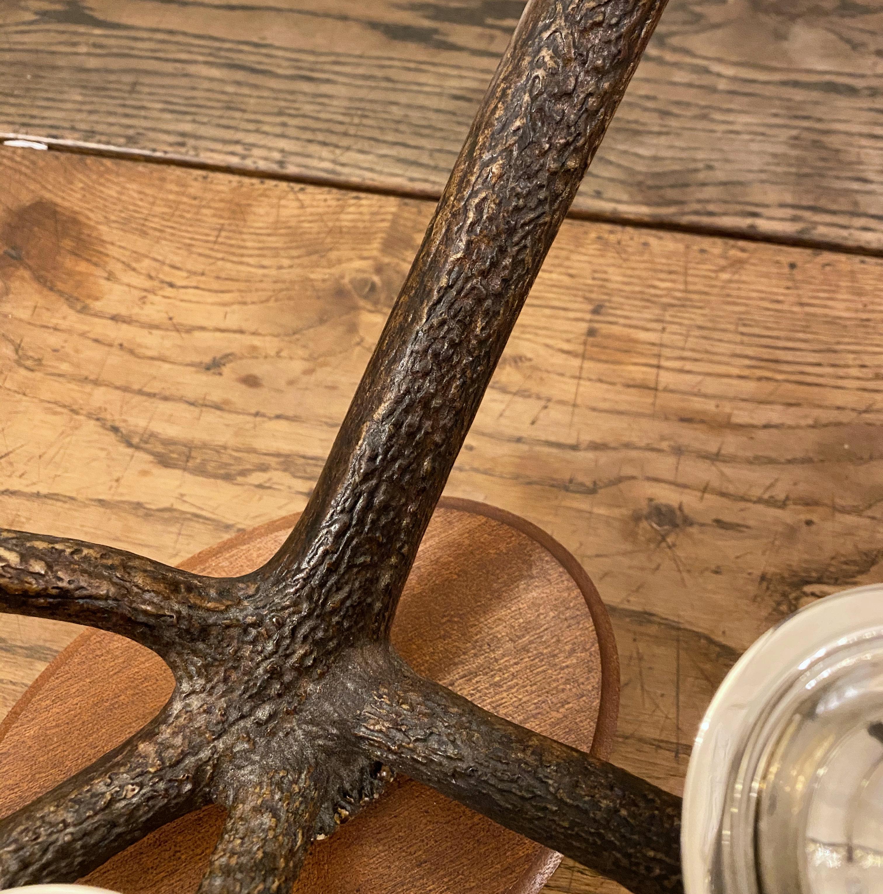 Pair of Dark Red Deer Antler Candlesticks For Sale 9