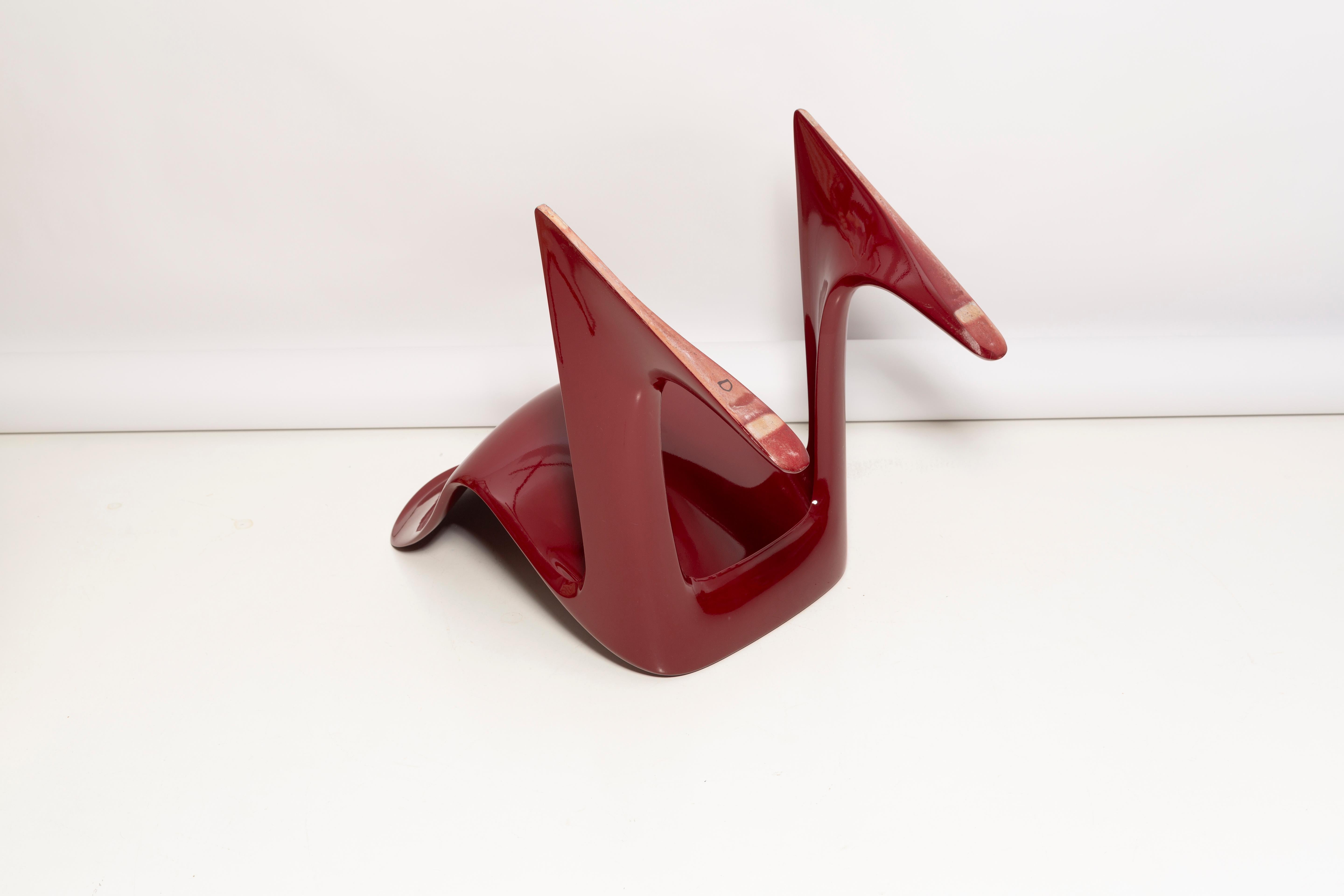 Pair of Dark Red Wine Kangaroo Chairs Designed by Ernst Moeckl, Germany, 1968 For Sale 3