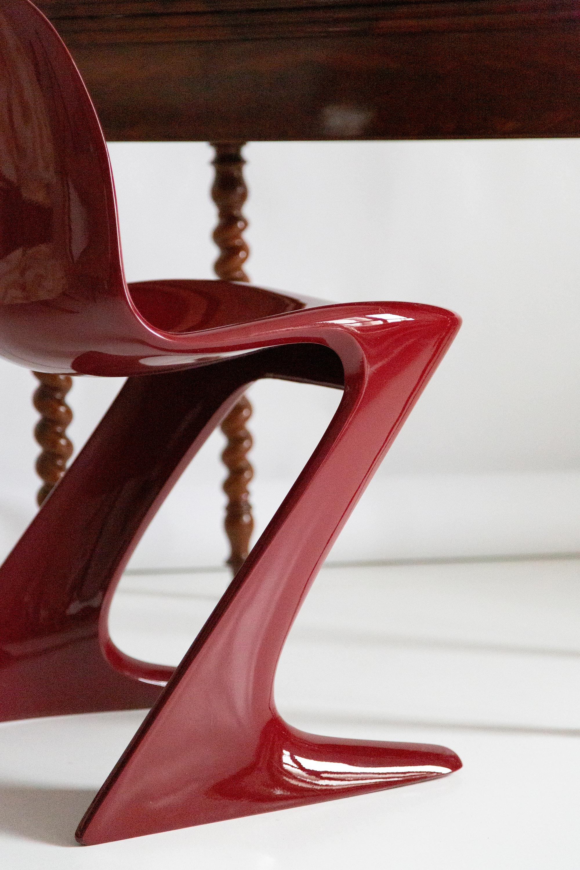 Pair of Dark Red Wine Kangaroo Chairs Designed by Ernst Moeckl, Germany, 1968 For Sale 3